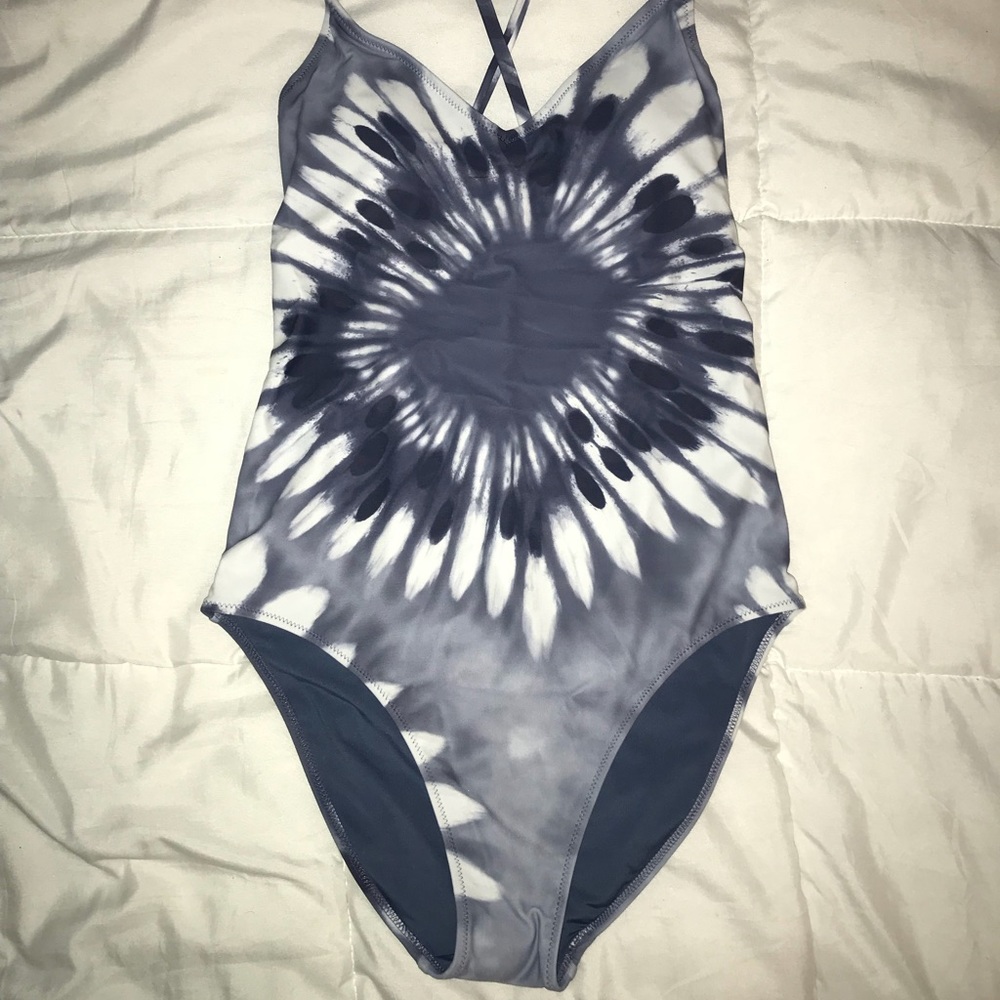 Aerie strappy and happy blue and white one piece